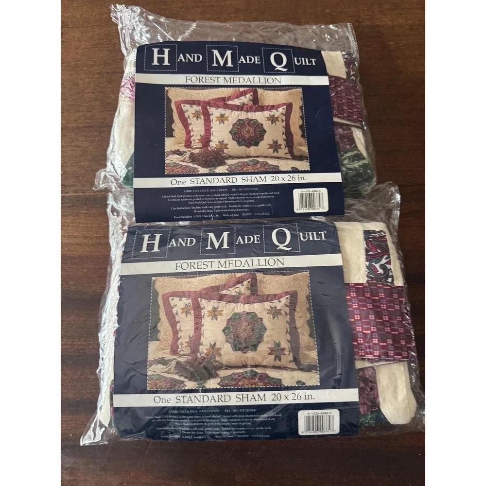 Vintage NEW Set of 2  Quilt Shams – Standard Size Hand Stitched,  1990s
